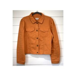 Ann Taylor LOFT Women’s Jacket Size Large Mustard Yellow Collar Button Up Fitted